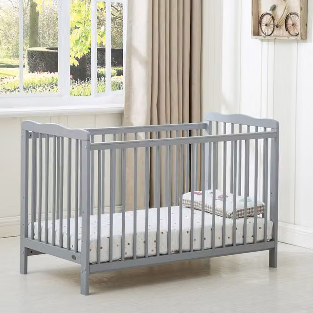 Mcc Direct Brooklyn Baby Cot Crib with Water Repellent Mattress in Grey