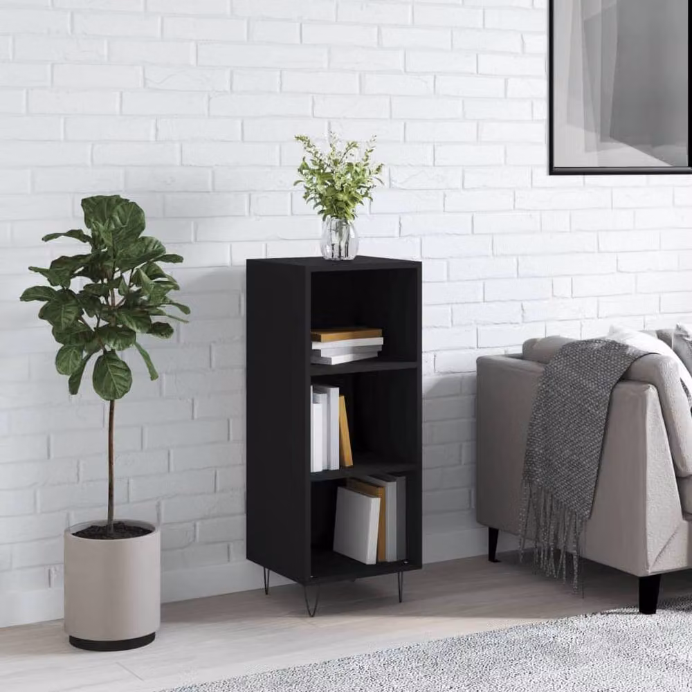 Berkfield Home Black Matt Sideboard, W/D/H: 34.5 x 32.5 x 90 cm – 2
