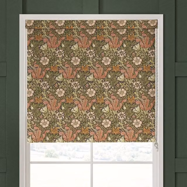 William Morris Compton Blackout Made To Measure Roller Blind in Brick Multicolour Floral Design