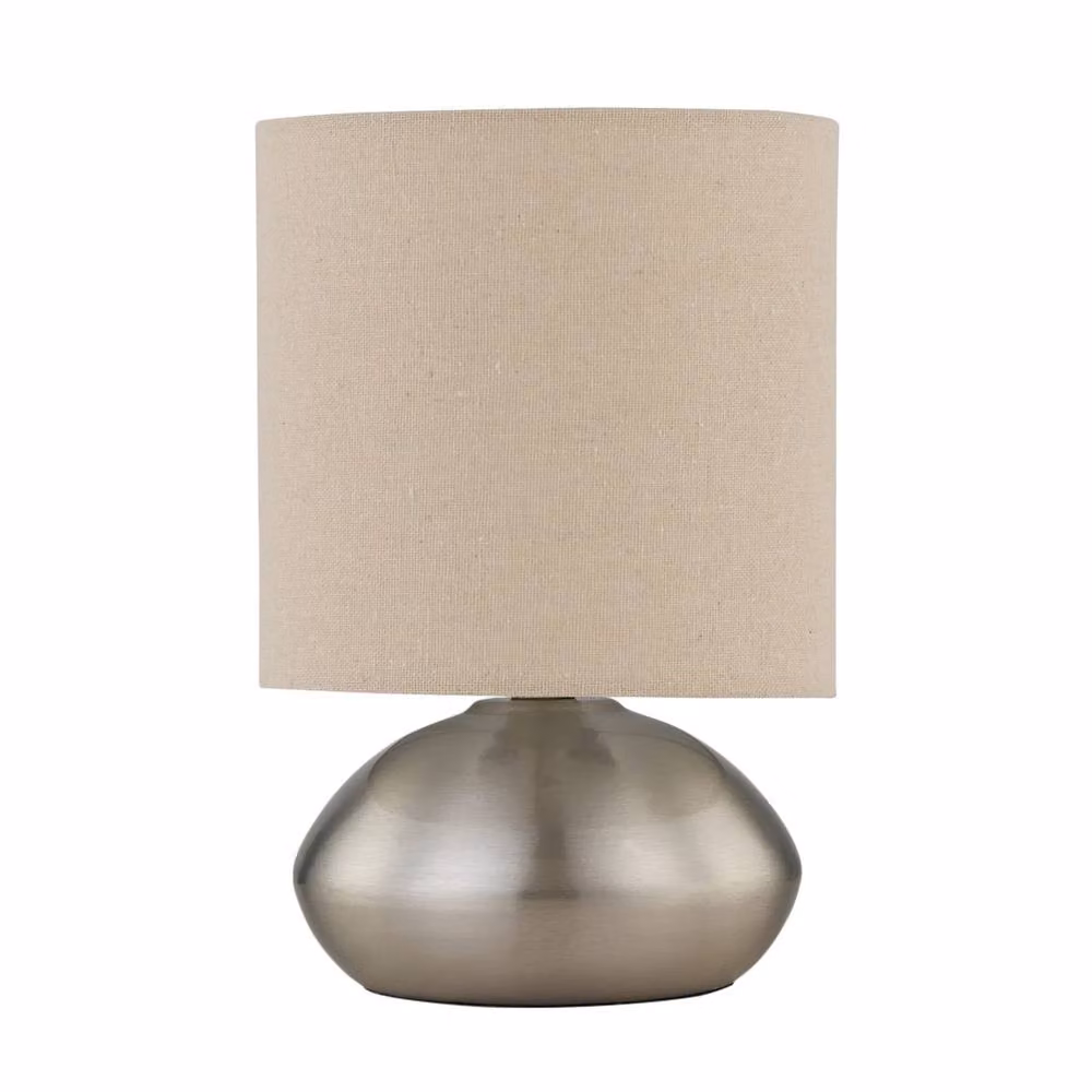 First Choice Lighting Jenson Set of 2 Brushed Chrome Touch Table Lamps with Silver Linen Shades – 2