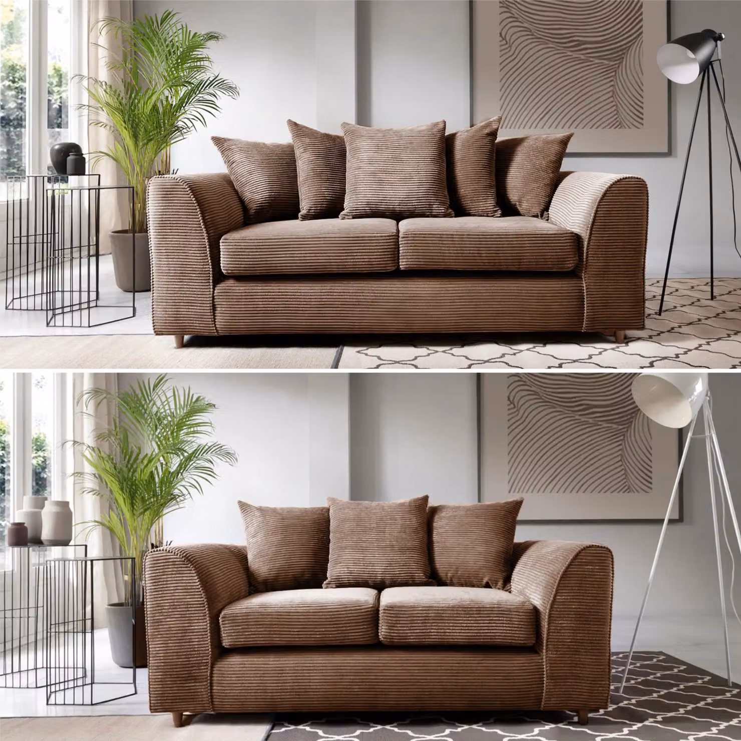 SquareBoxx Lennox 3+2 Sofa Set in Brown Cord Upholstery – 4