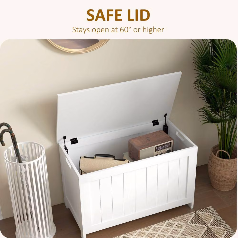 STILVORA White MDF Storage Chest with Safety Hinges and Handles, W/D/H: 48.0 x 35.3 x 35.3 cm – 3