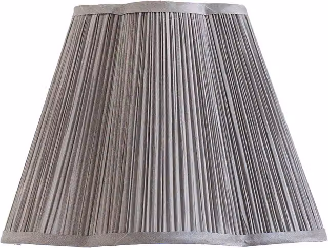 ValueLights Loralei Large Pleated Dark Faux Silk Scallop Cone Lamp Shade in Grey