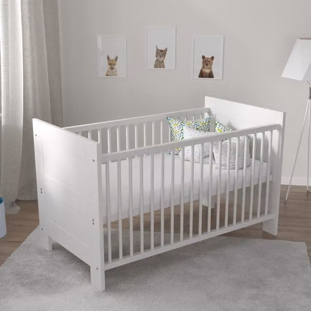 Love For Sleep Lucy Childrens Cot Bed in White with Drop Side, Solid Pine Wood, 70 x 140 cm