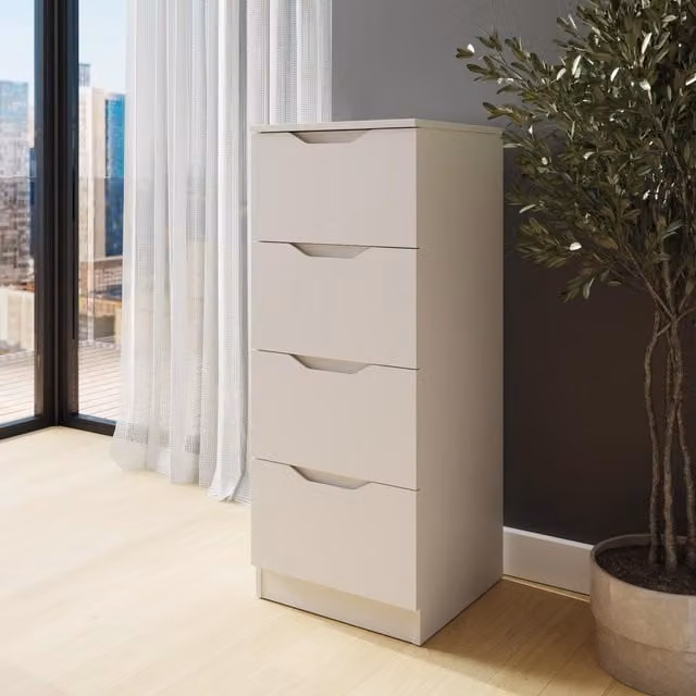 FWStyle Modern 4 Drawer Chest of Drawers with Recessed Handles in Matt White