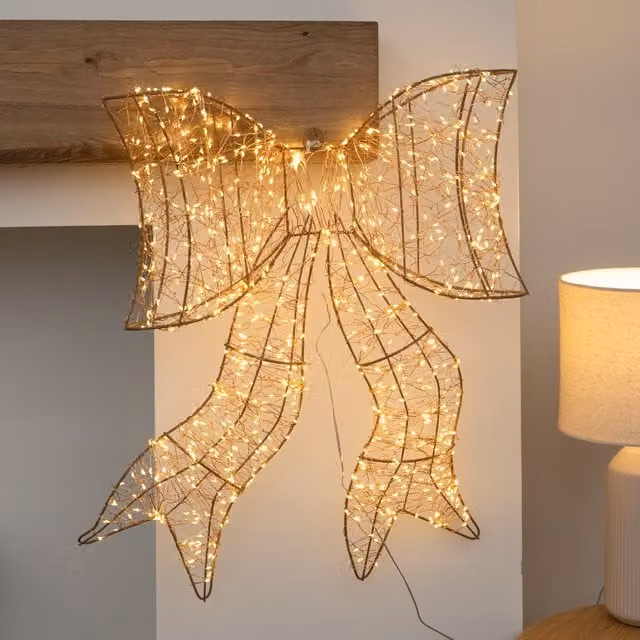 Samuel Alexander 58cm Galaxy Bow Christmas Decoration with 960 Warm White LEDs in White