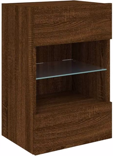 Berkfield Home TV Wall Cabinet with LED Lights in Brown Oak, W/D/H: 40 x 30 x 60.5 cm – 1