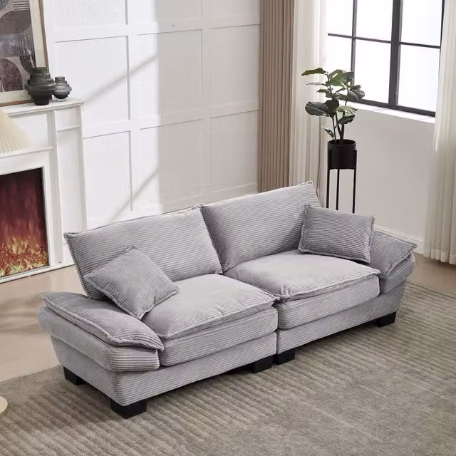Aosom UK Oversized Two-Seater Modular Sofa in Light Grey, W/D/H: 224 x 81 x 81 cm – 1