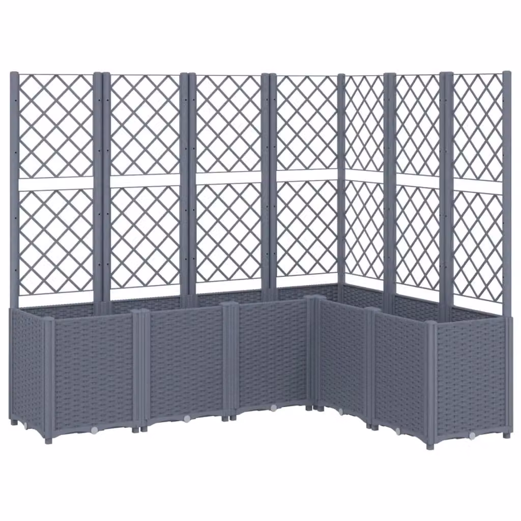 Berkfield Home Garden Planter with Trellis in Blue and Grey, W/D/H: 160 x 120 x 140 cm – 2