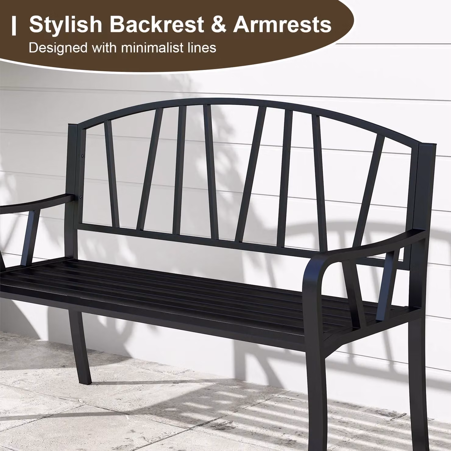 Costway Metal Garden Bench in Black for 2-3 People, Width: 129 cm – 8