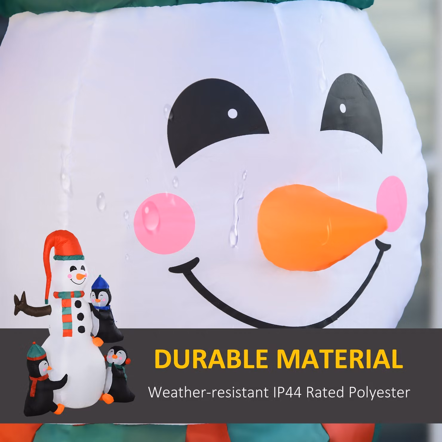 HOMCOM Multicolour Inflatable Christmas Snowman and Penguins Outdoor Decoration with LED Light – 5