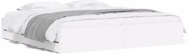 Berkfield Home Modern Bed Frame with Drawers in White, 200 x 200 cm