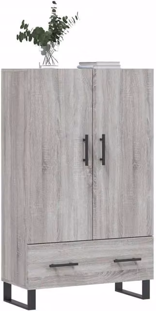 Berkfield Home Grey Sonoma Highboard in Engineered Wood, W/D/H: 69.5 x 31 x 115 cm – 1