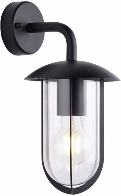 Loops Black Textured Outdoor Wall Light with Transparent Shade