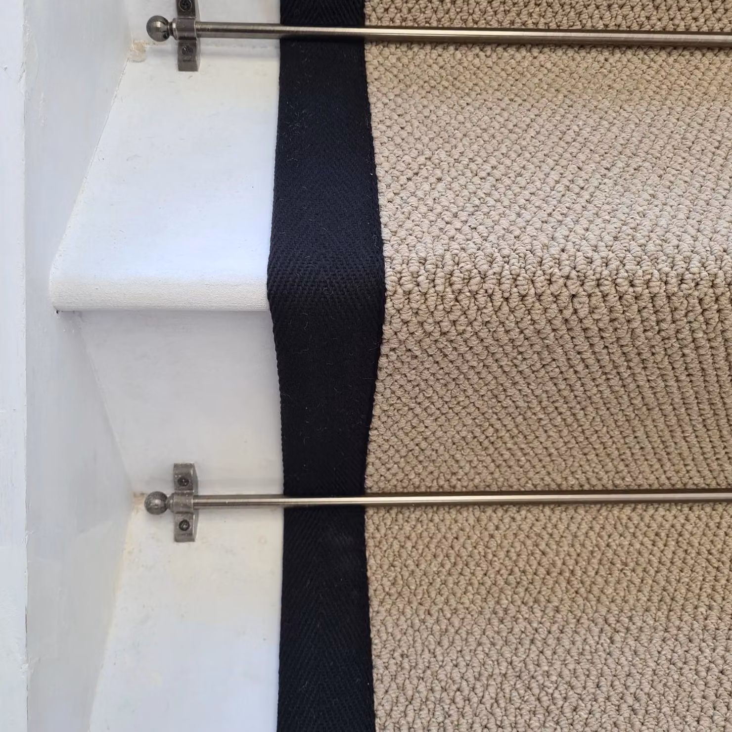 RainbowHome Angel Dark Beige Stair Runner with 100% Cotton Black Border in Brown, W: 60 cm, L: 600 cm – 2