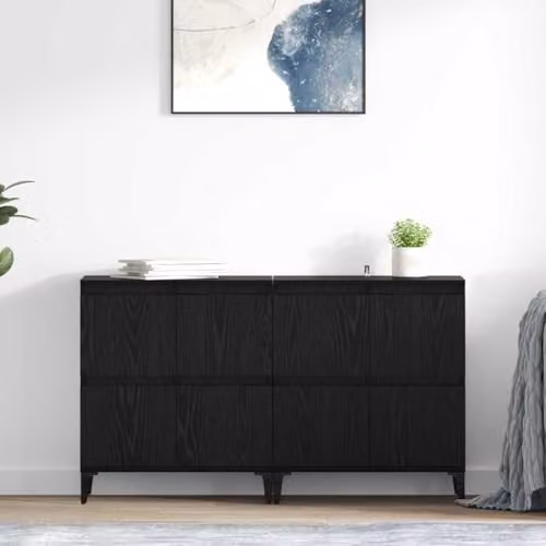 vidaXL Set of 2 Modern Sideboards in Black, W/D/H: 60 x 35 x 70 cm – 2