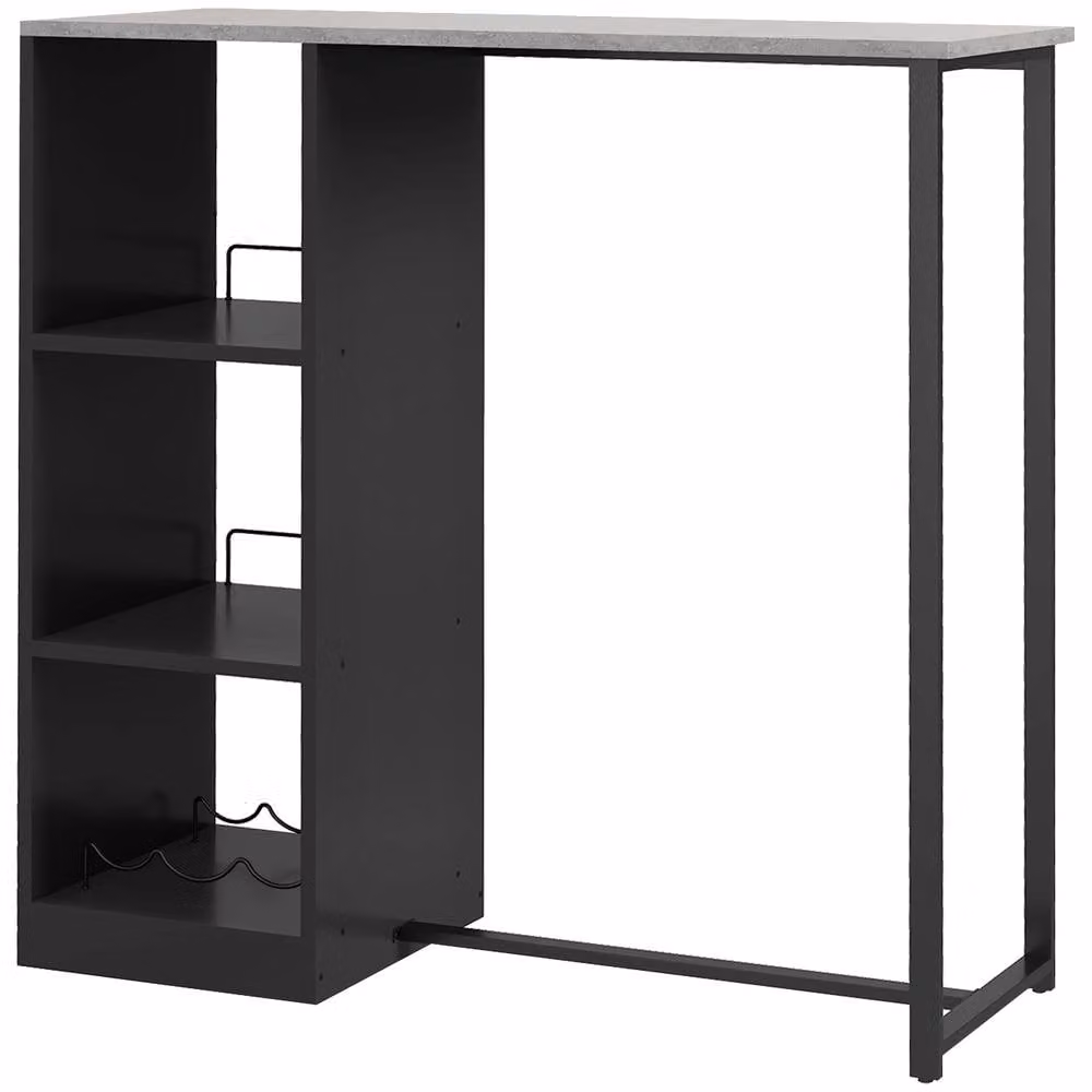 STILVORA Modern Black Bar Table with Storage – 4