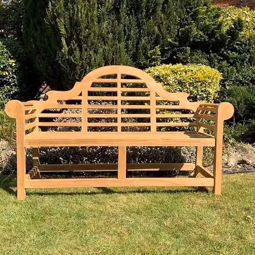 Minster Lutyen Classic Wood Bench in Brown, W: 168 cm, D: 53 cm, H: 105 cm