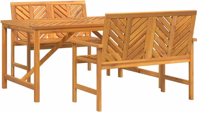 Berkfield Home 3 Piece Acacia Wood Garden Dining Set in Brown – 1