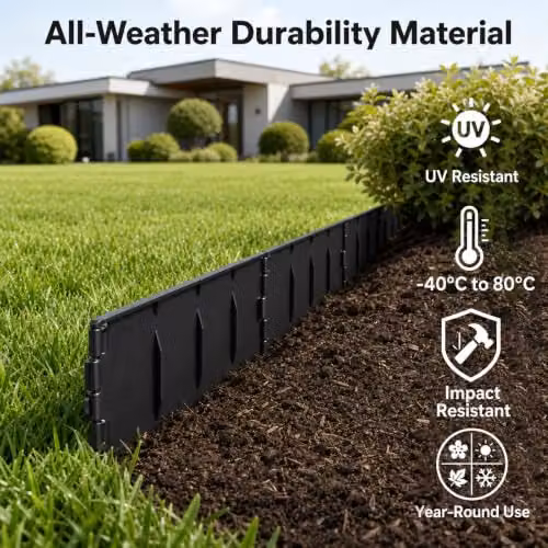Lambu Flexible Modular Black Plastic Lawn and Garden Edging Border, 178pc – 5