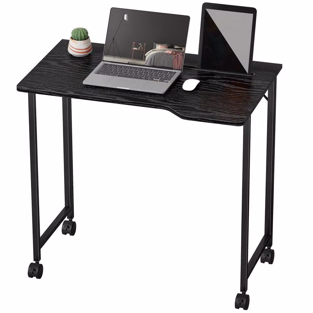 STILVORA Folding Desk with Castors and Device Slot in Black – 5