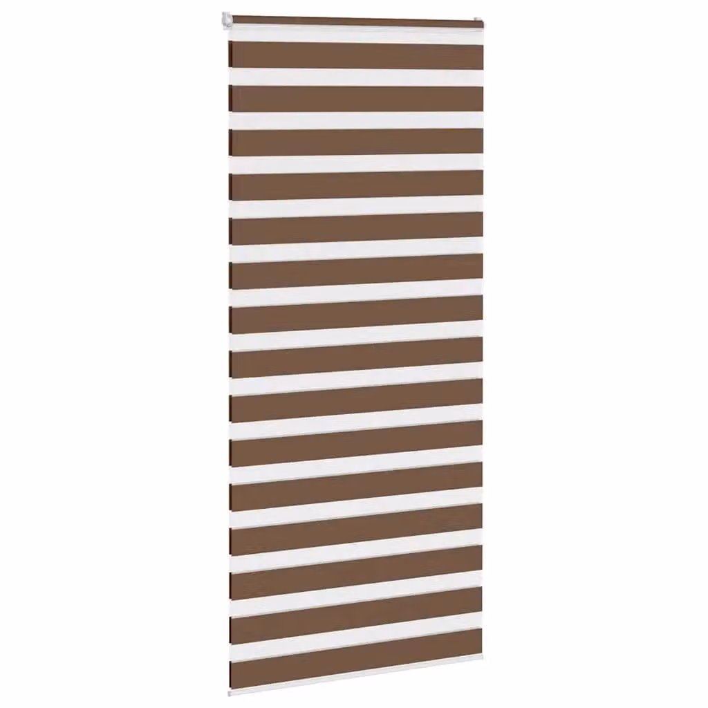 Berkfield Home Brown Zebra Day and Night Blind with Polyester Fabric, W: 95 cm, H: 200 cm – 3