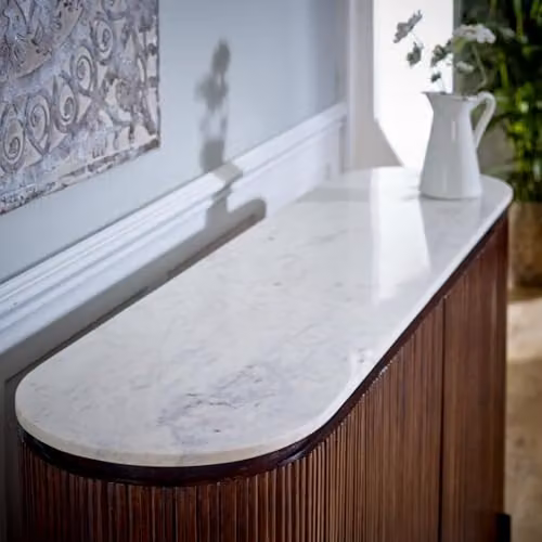 Adorable Lifestyle Opal Sideboard with Marble Top and Metal Legs, Brown, W: 160 cm, D: 40 cm, H: 90 cm – 2