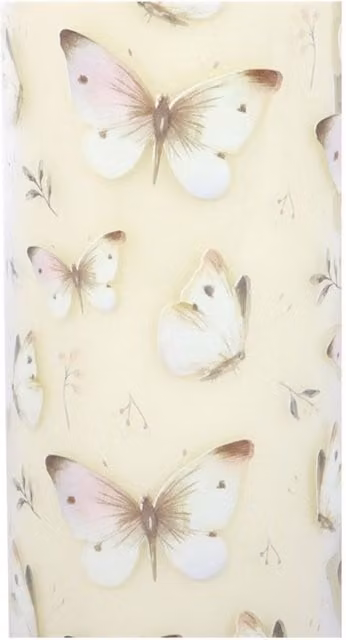 KDMK White Butterfly Print Vanilla Scented Remembrance Candle for Condolence and Tabletop Use