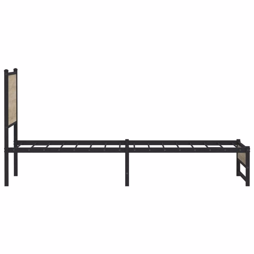Berkfield Home Metal and Wood Bed Frame in Sonoma Oak Brown, W/D/H: 100 x 200 cm – 4