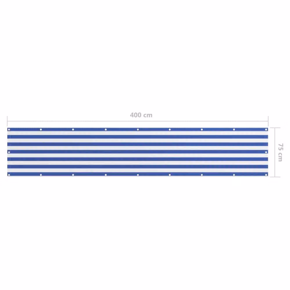 Berkfield Home Opaque Balcony Cover in White and Blue Oxford Fabric, W/H: 75 x 400 cm – 4