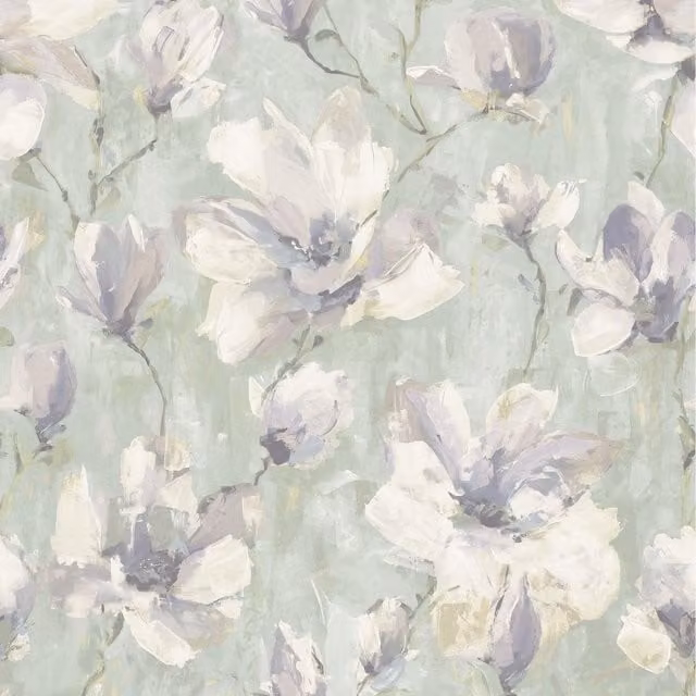 Grandeco Camilla Floral Blossom Botanical Vinyl Wallpaper in Green