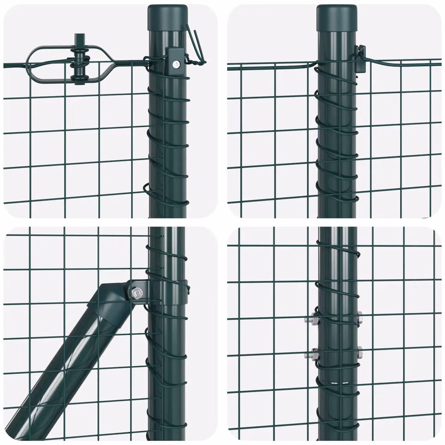 Berkfield Home Green Steel Welded Wire Fence with 13 Flanged Posts – 4