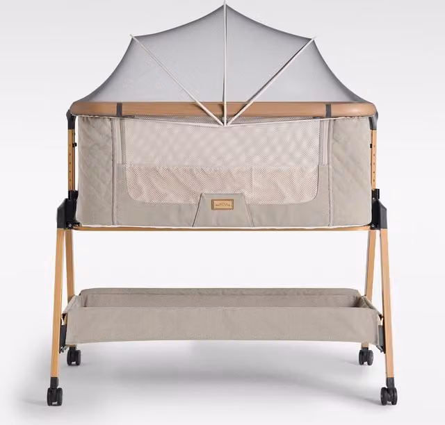 SnooBee Next To Me Bedside Crib Baby Co-Sleeper in Khaki