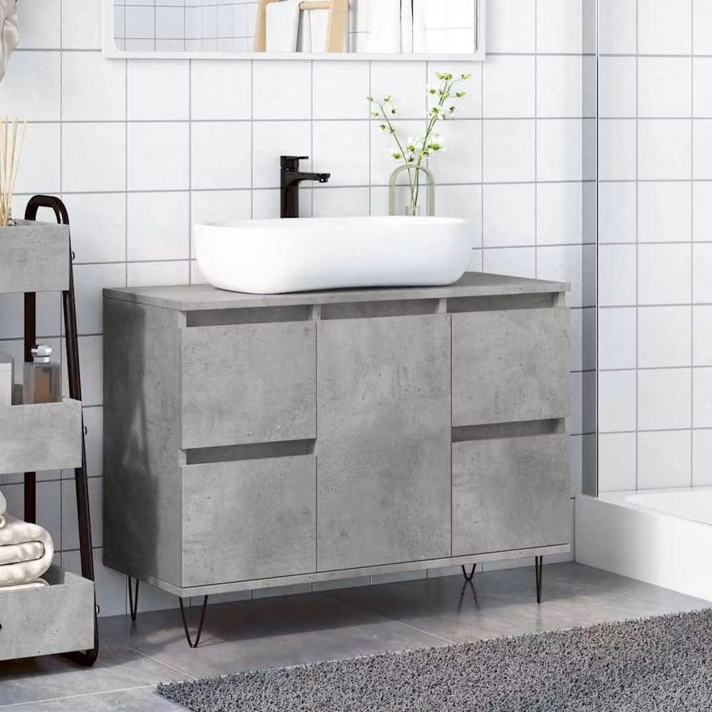 Berkfield Home Industrial Bathroom Cabinet in Concrete Grey, W/D/H: 80 x 33 x 60 cm – 2