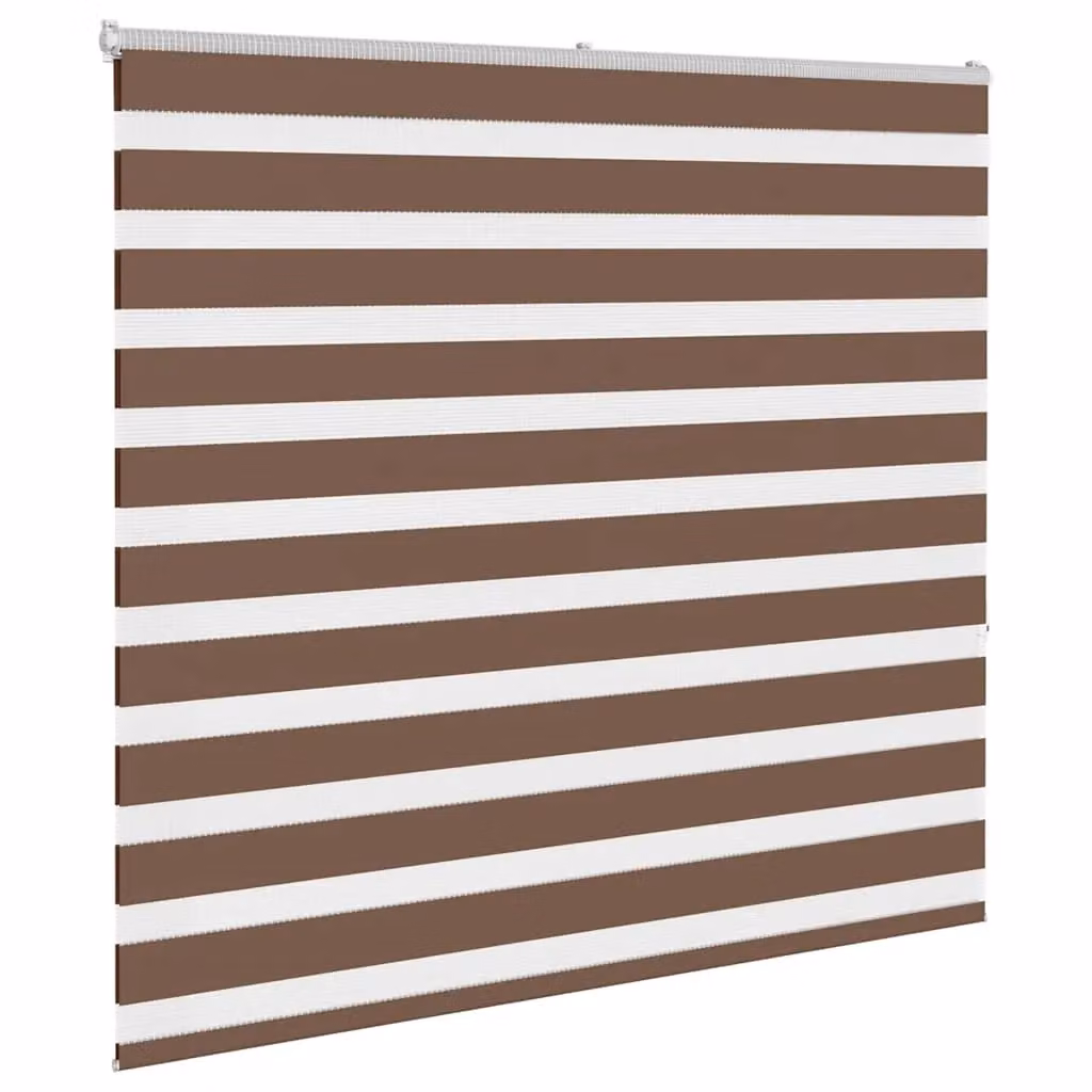 Berkfield Home Brown Zebra Day and Night Blind with Polyester Fabric, W: 155 cm, H: 150 cm – 3