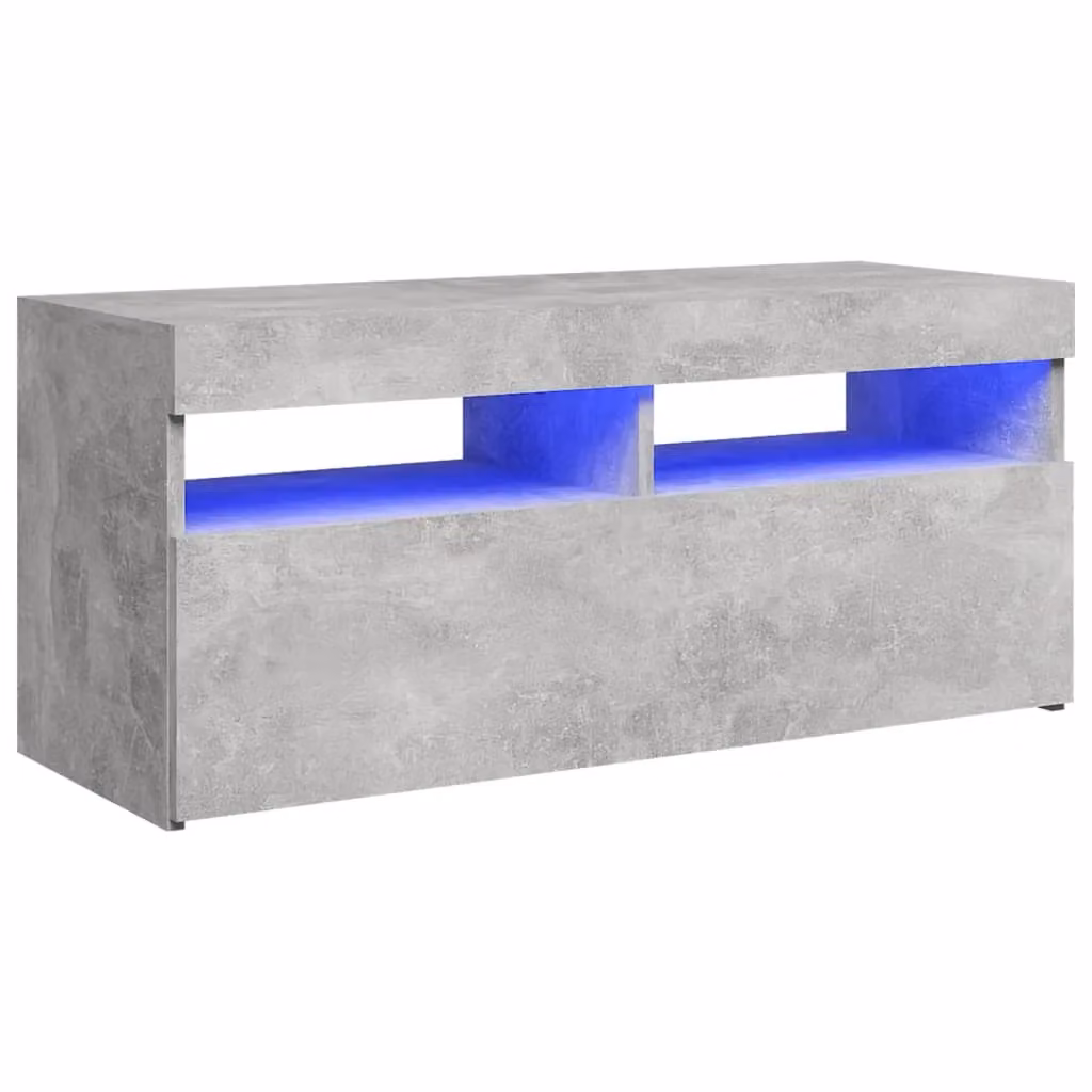 Berkfield Home Modern TV Cabinet with LED Lights in Concrete Grey, W/D/H: 90 x 35 x 40 cm – 2