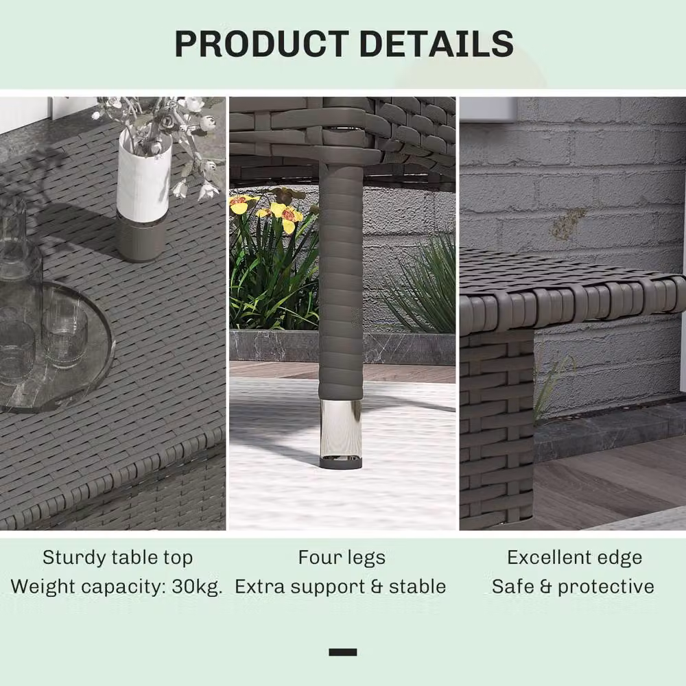 Wyld Haus Nari Grey Rattan and Steel Outdoor Side Table with Woven Top – 5