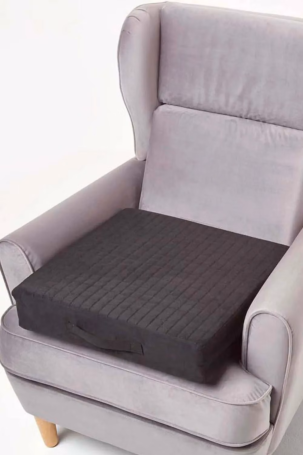 Homescapes Black Quilted Armchair Booster Cushion Cover, W/D/H: 50 x 50 x 10 cm – 2