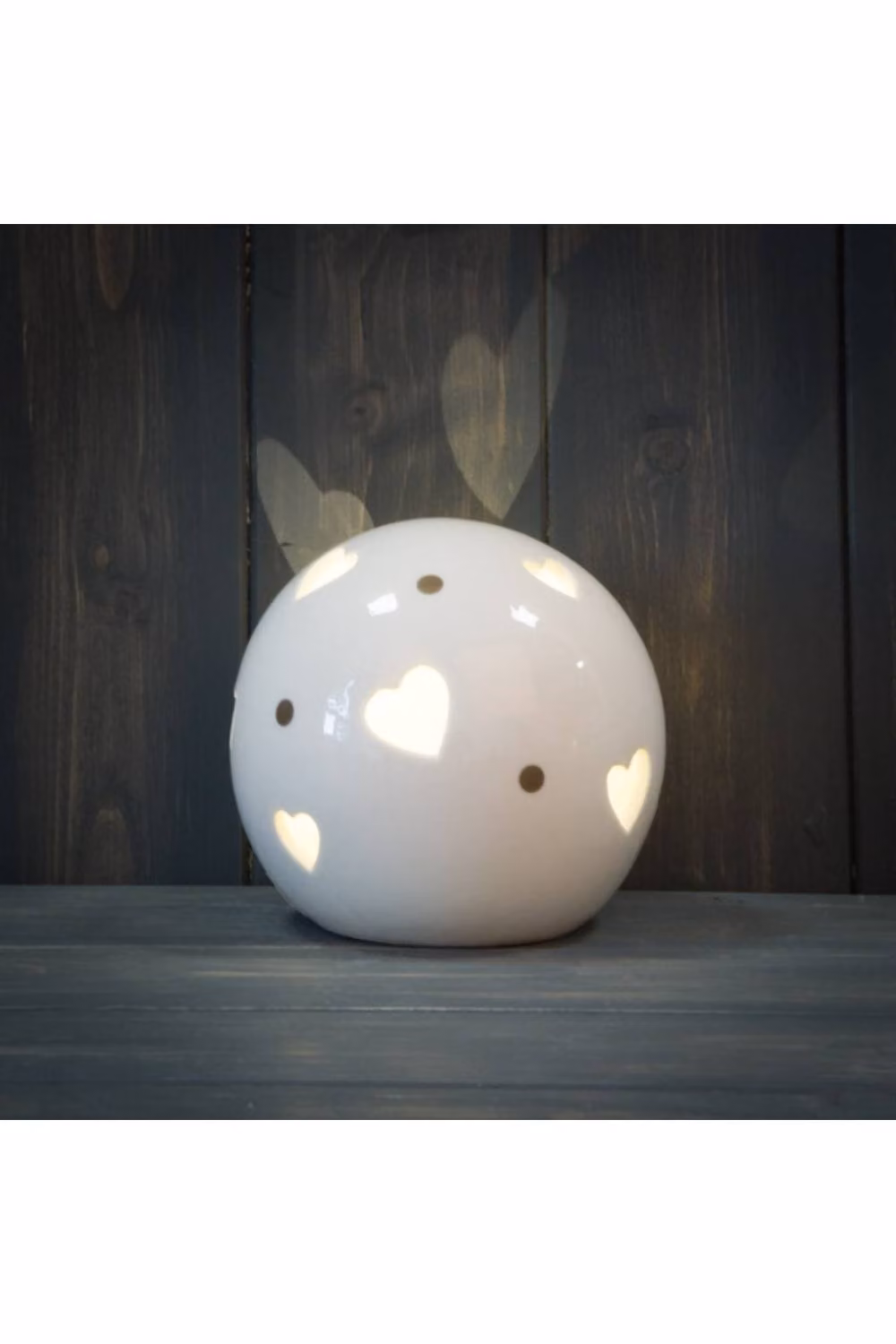 KDMD White Timeless Heart Globe LED Ceramic Tabletop Decoration – 2