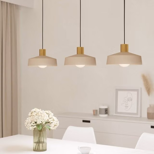 Eglo Valdiola 3-Light Pendant Light in Sandy Pink and Brushed Brass