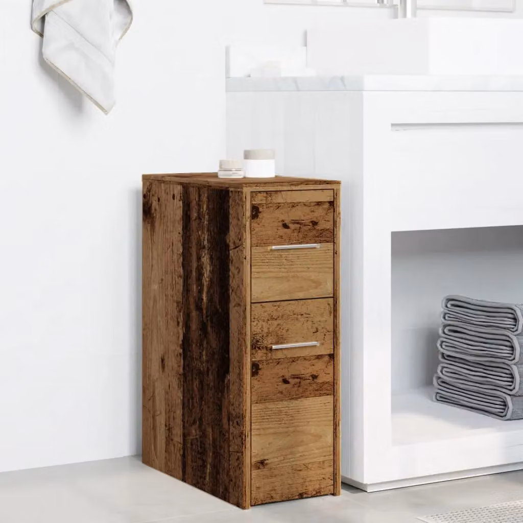 Berkfield Home Narrow Freestanding Bathroom Cupboard with Wheels in Old Wood Brown – 3