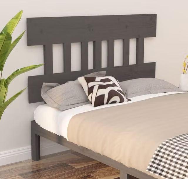 Berkfield Home Grey Rustic Solid Pine Wood Bed Headboard W: 143.5 cm, D: 3 cm, H: 81 cm – 1