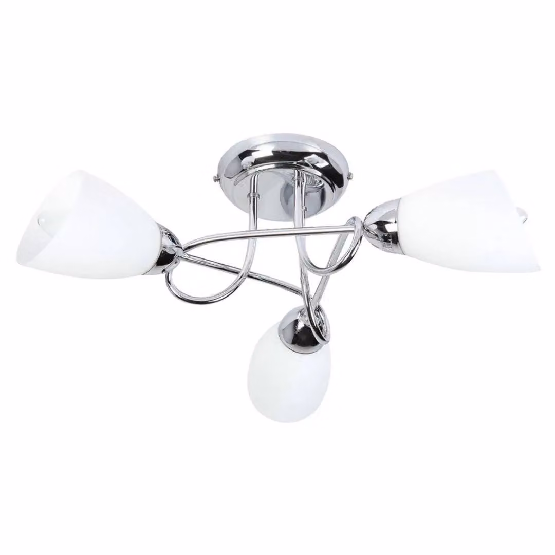 Pagazzi Jaco 3 Light Polished Chrome Semi Flush Ceiling Light in Silver and White – 2