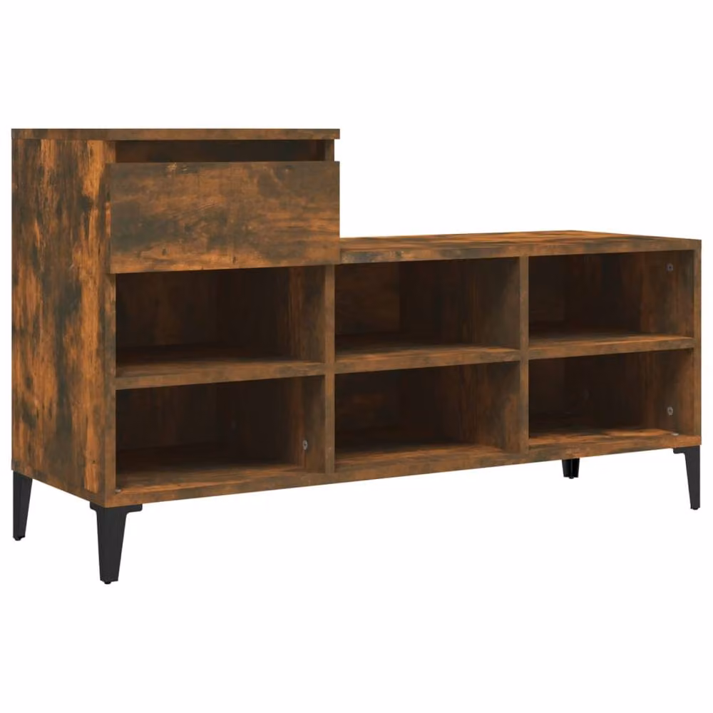Berkfield Home Smoked Oak Shoe Cabinet in Brown, W/D/H: 102 x 36 x 60 cm – 2