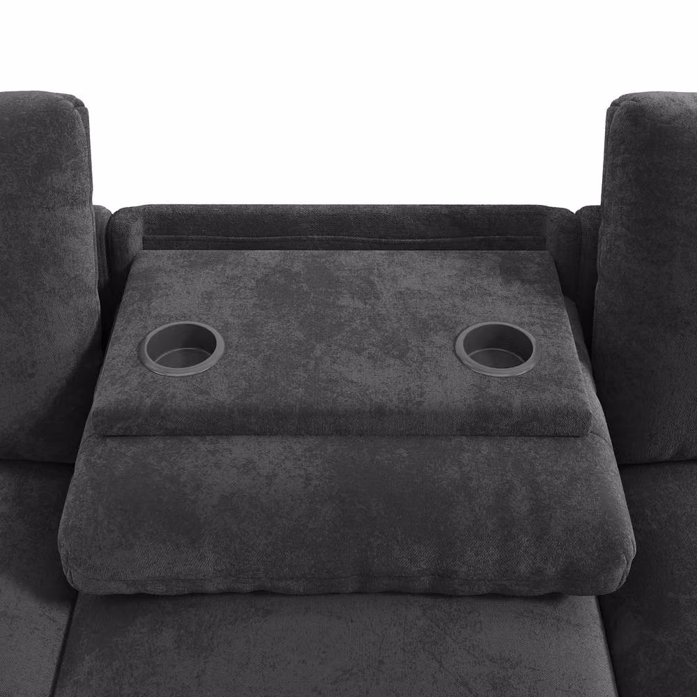 Merax Reversible L-Shape Corner Sofa Bed in Grey with Storage, USB Charging and Cup Holder – 7