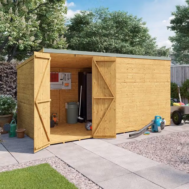BillyOh Rustic Brown Wooden Pent Shed with Tongue and Groove Construction