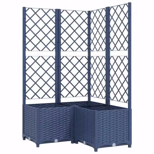 vidaXL Plastic Garden Planter Tub in Blue Grey, W/D/H: 80 x 80 x 136 cm