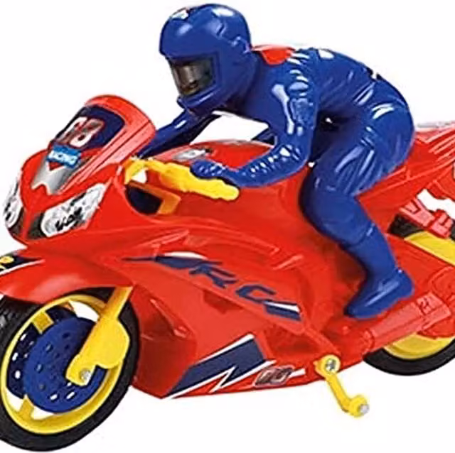 UMKYTOYS Toy Motorbike Playset with Rider Figure in Red and Multicolour
