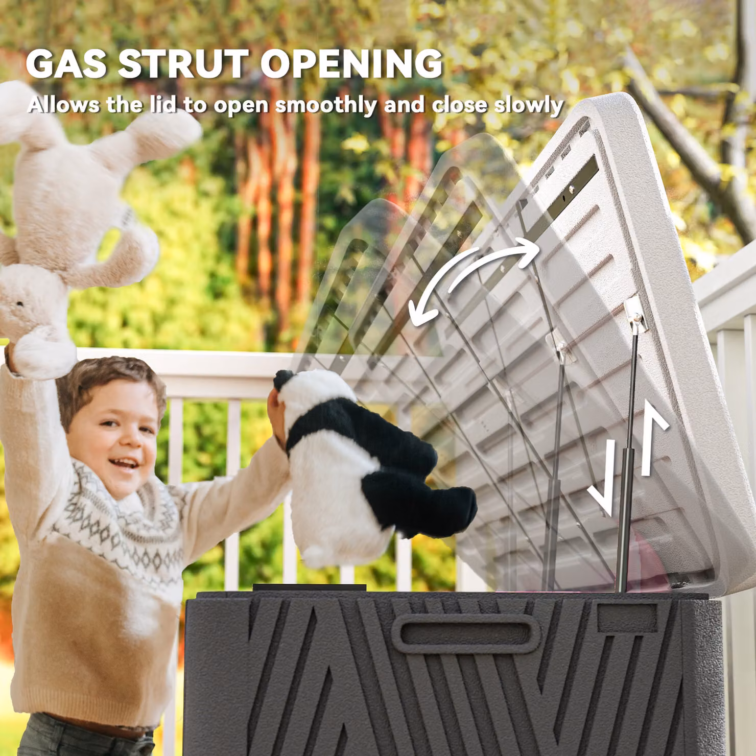 Outsunny 380L Waterproof Outdoor Storage Box with Lockable Lid in Black – 6