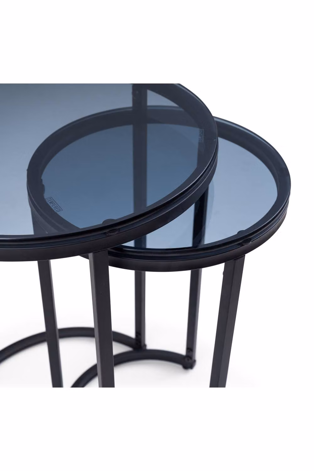 Julian Bowen Chicago Round Nest of 2 Side Tables with Smoked Glass Tops in Black and Grey, H 55 x W 40 x D 40 cm – 6